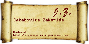 Jakabovits Zakariás névjegykártya